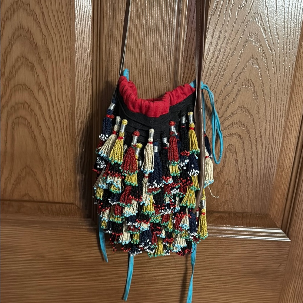 A Common Thread Colorful Beaded Tassel shoulder Bag
